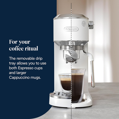 DeLonghi EC890.W Dedica Duo Manual Espresso Coffee Machine with Milk Frother White