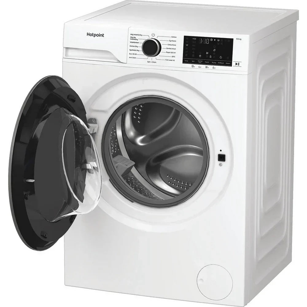 Hotpoint HBD9681ANTSTAIN 9+6kg 1400 Spin Freestanding Front Load Washer Dryer - White