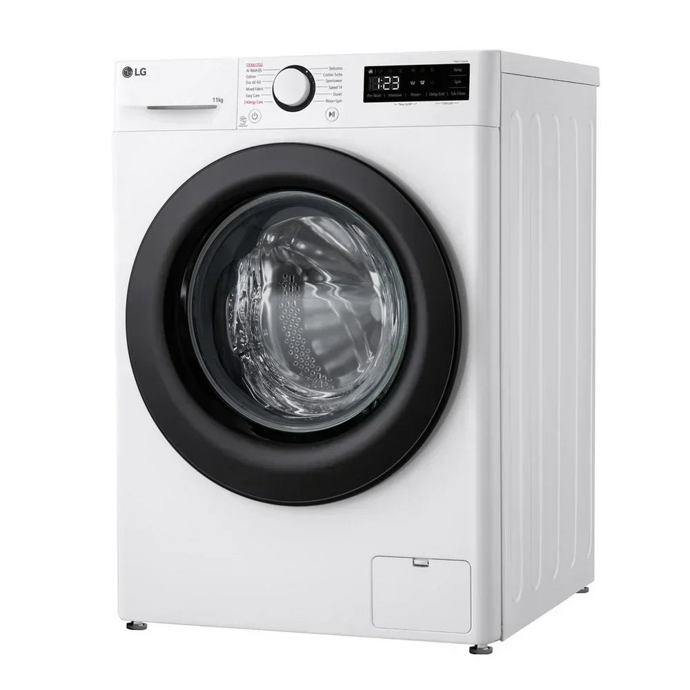 LG F4Y511WBLN1 11kg Steam 1400 Spin Freestanding Front Load Washing Machine White - A Rated