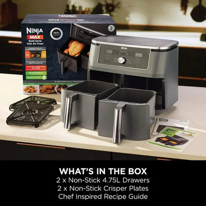 Ninja MAX 6 in 1 Dual Zone Air Fryer DZ400UK 9.5L Gunmetal Grey - Clearance