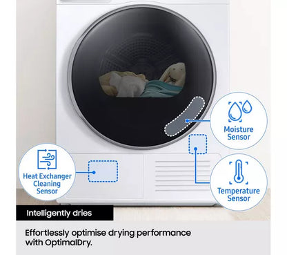 Samsung Series 5 DV90CGC0A0AEEU with OptimalDry 9 kg Heat Pump Tumble Dryer White