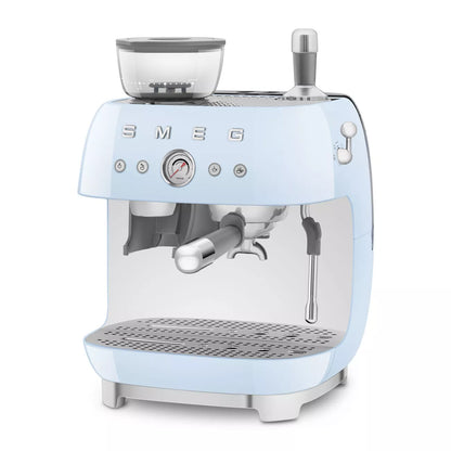 Smeg EGF03PBUK Retro Espresso Coffee Machine with Grinder in Pastel Blue